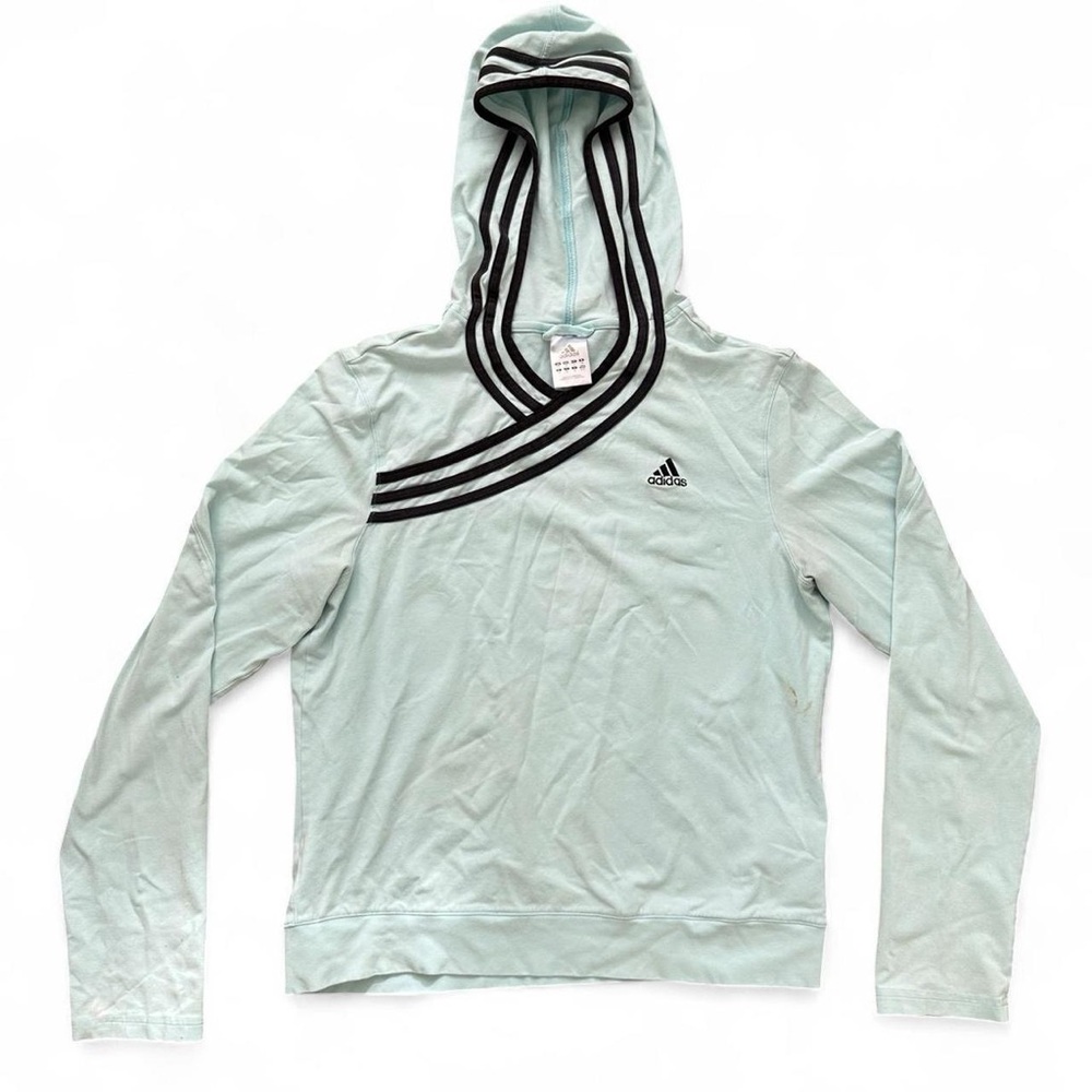 Adidas Mint Hoodie with Charcoal Stripes